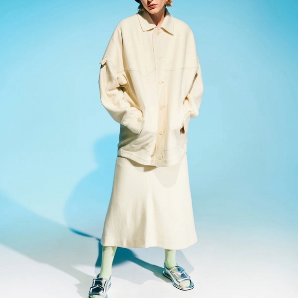 New Tibi Boiled Wool Sculpted Skirt size 4 off white ivory - Picture 3 of 12